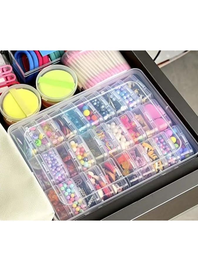 هومستر صندوق تنظيم مصنوع من البلاستيك الشفاف بـ 30 فتحة لتخزين حبات الجواهر مع غطاء | صندوق تنظيم متعدد الفتحات للزينة والمجوهرات وحبيبات الألماس وفن تزيين الأظافر | علبة صغيرة لفرز العناصر المنزلية على سطح المكتب، حاوية بلاستيكية شفافة | 22.5 × 17 × 6 سم - Image 5